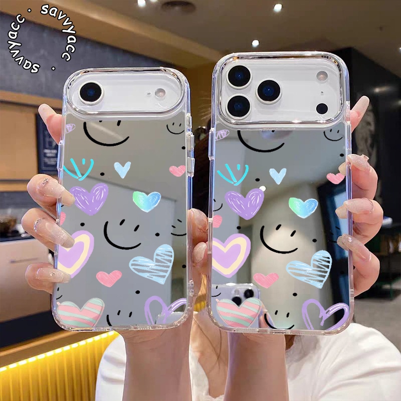 MIRROR HEBE CASE HAPPY AND SMILE COLOR สําหรับ VIVO Y02 Y02A Y02T Y03 Y03T Y04 Y12 Y15S Y16 Y17S Y19