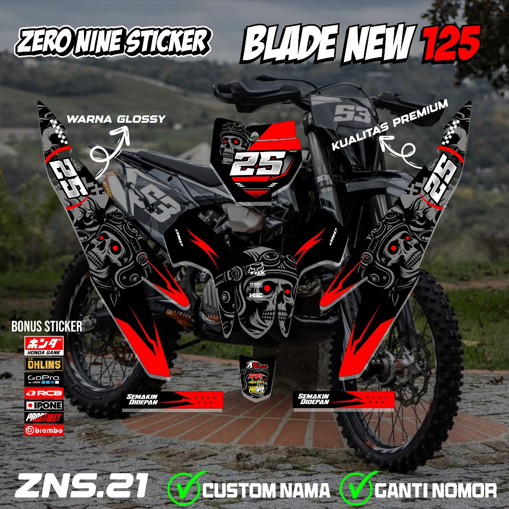 สติ๊กเกอร์ RBT BLADE ใหม่ 125 มอเตอร์ที่กําหนดเอง RBT BEBEK MODIF YZ CRF KLX KX KTM RBT DESIGN ZNS.2