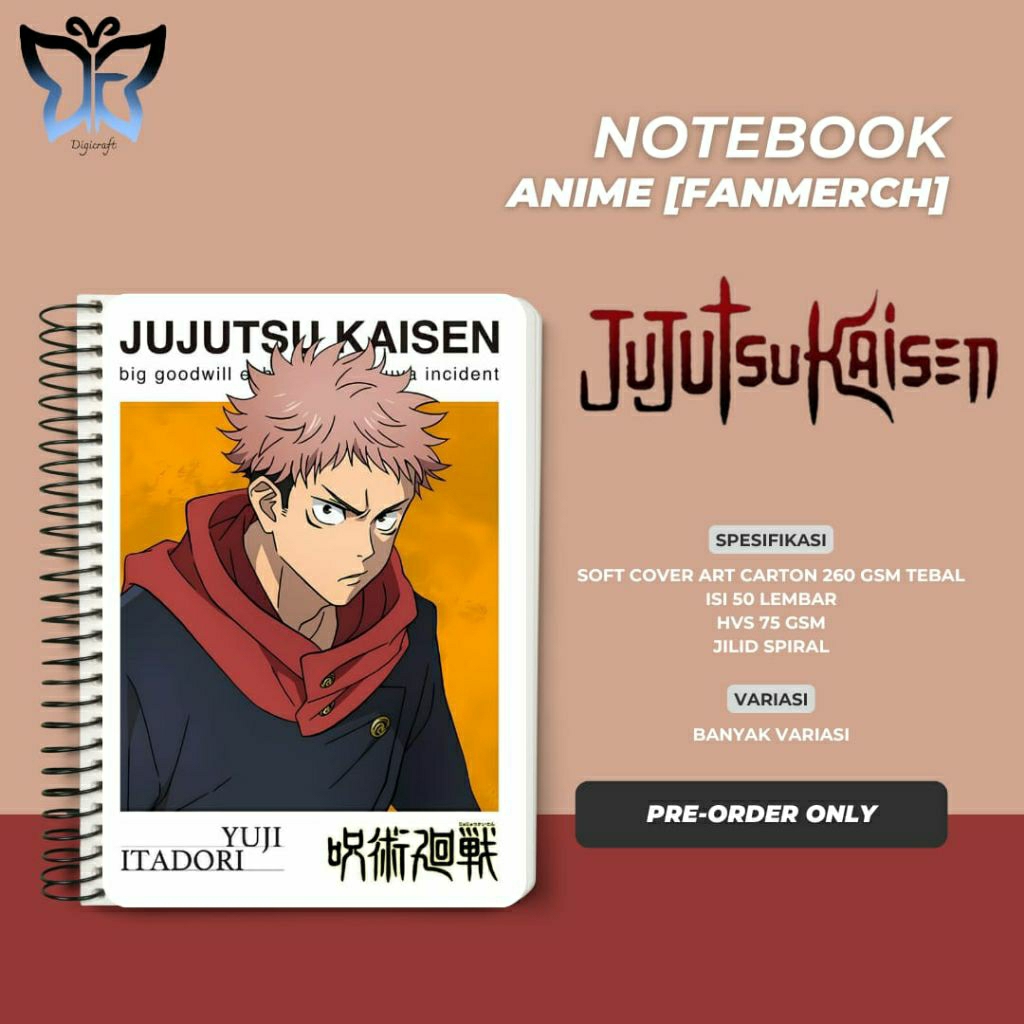 สมุดบันทึก Jujutsu Kaisen Anime A5 [FanMerch]