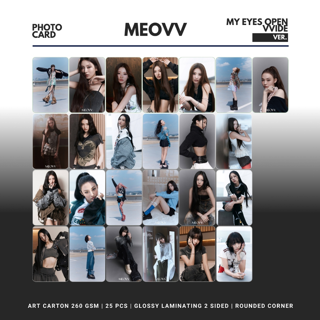 GLOSSY PHOTOCARD MEOVV MY EYES เปิด VVIDE 25 ชิ้น KPOP UNOFFICIAL GAWON ANNA SOOIN NARIN ELLA