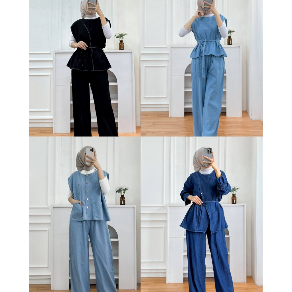 AIZA MERLINDA SENATA MICIE INNAYA กางเกงยีนส์ผู้หญิงชุด/ONE SET JEANS/JUMBO JEANS SET/ชุดทําอาหาร
