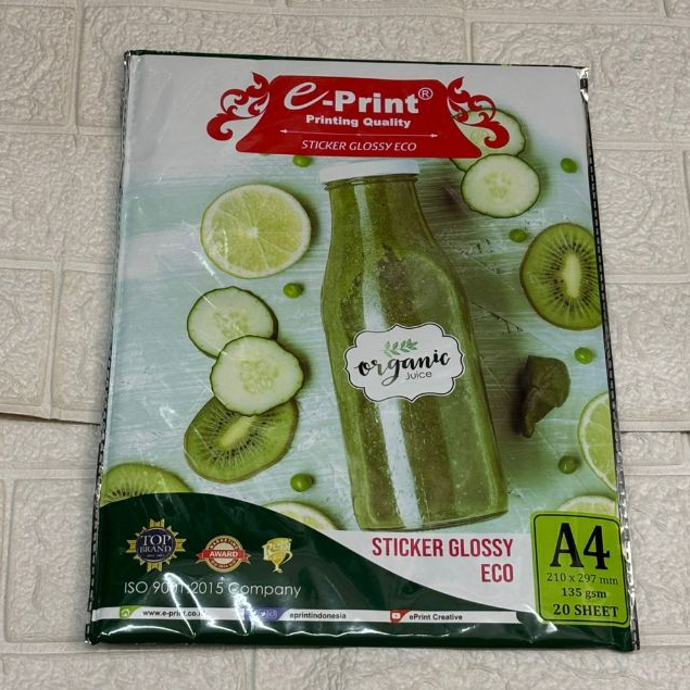 [1 แพ็ค] กระดาษสติ๊กเกอร์ e-Print / สติ๊กเกอร์เคลือบเงา ECO A4 135 GSM เนื้อหา 20 แผ่น