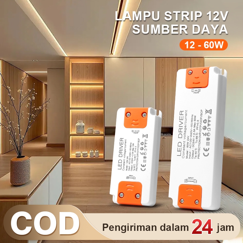 Slim DC 12V 12W, 24W, 36W, 60W Led Strip Power Supply Adapter เหมาะสําหรับไฟ/เทปกล้อง
