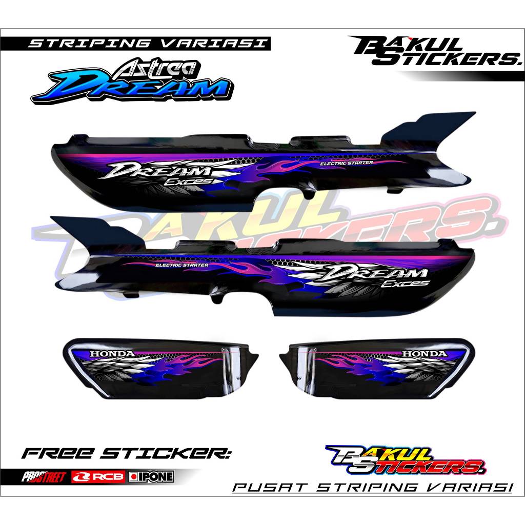 HONDA ASTREA GRAND DREAM EXCES VARIATION STRIPING - ANGEL FIRE / ASTREA GRAND MOTORCYCLE VARIATION STICKER LIST