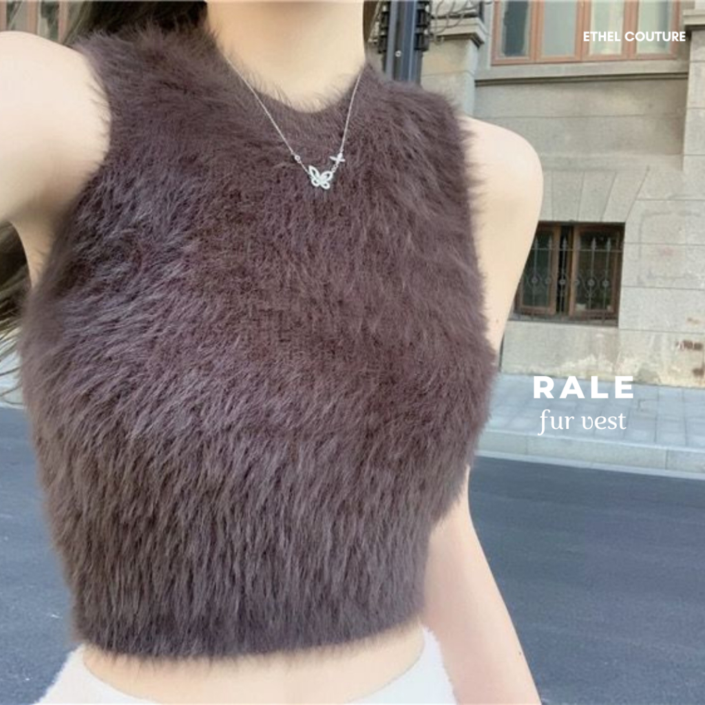 ETHEL COUTURE - Rale Fur Vest / Fur Vest crop Top เสื้อกล้ามน่ารักสวยหรูหราทุกวันสํานักงานปาร์ตี้อย่