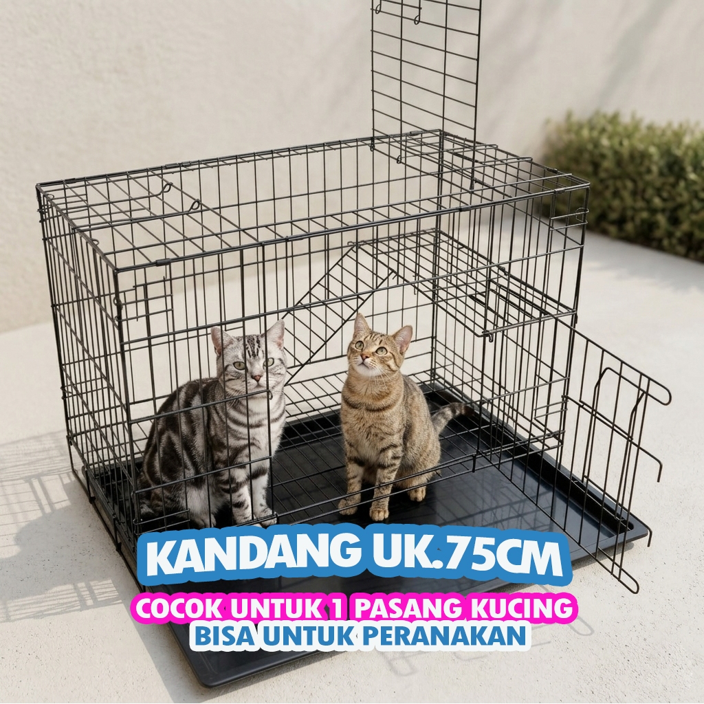 CAT CAGE UK.75 - ฟรี LADDER RACK, NAME TAG, TRAY - UK.48 X 30 X 38, สามารถพับได้