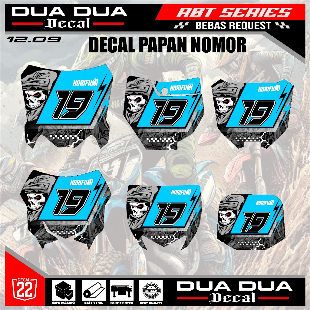 สติ๊กเกอร์แผ่นหมายเลขสติ๊กเกอร์ rbt crf150l,ktm 85,yz old,yz ใหม่, RMZ, crf 250, crf450 หมายเลขขอฟรี