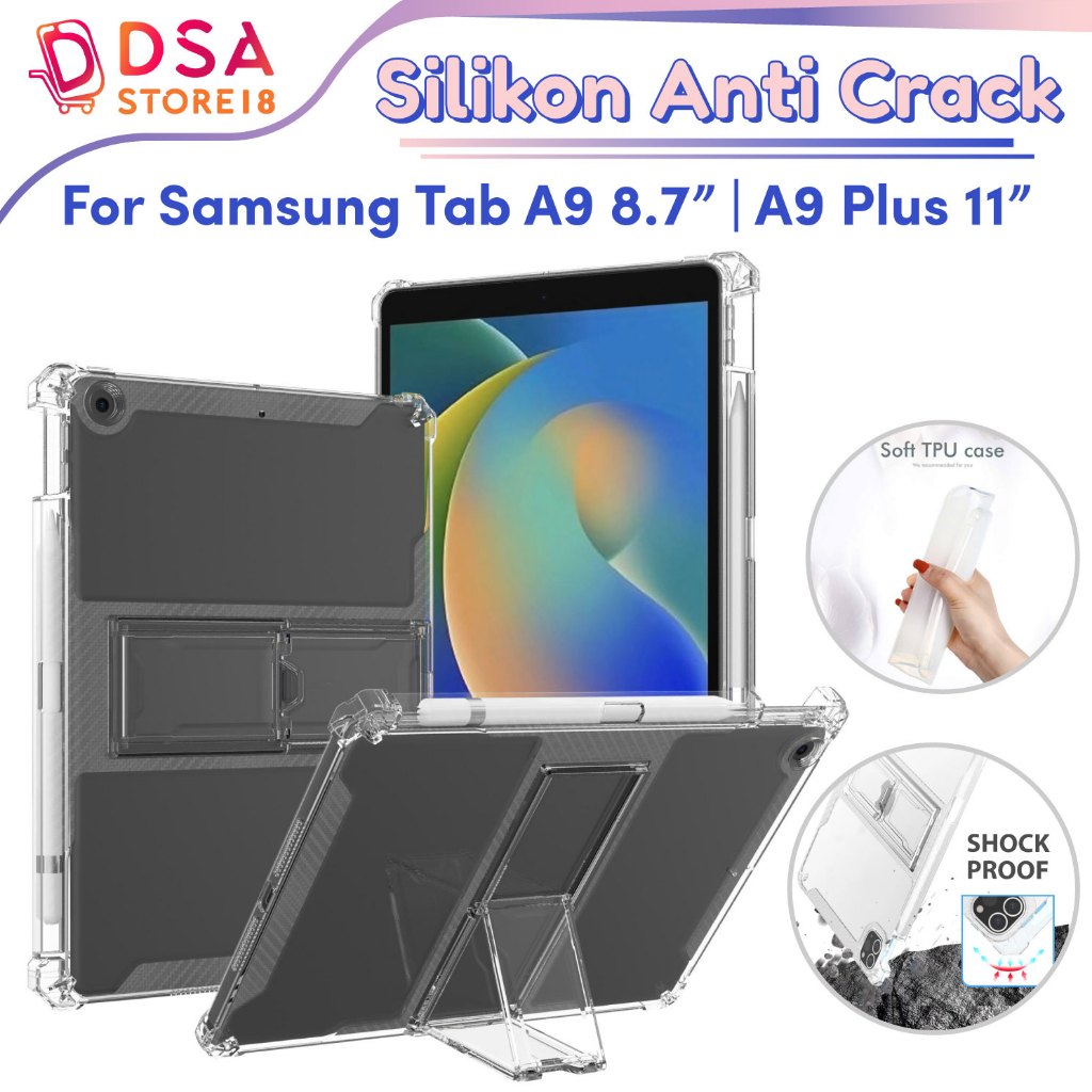 เคส Samsung Tab A9 8.7"/A9+ เคส 11" / Samsung Tab A9 Plus Silicone Anti-Crack Stand Softcase TPU Cas