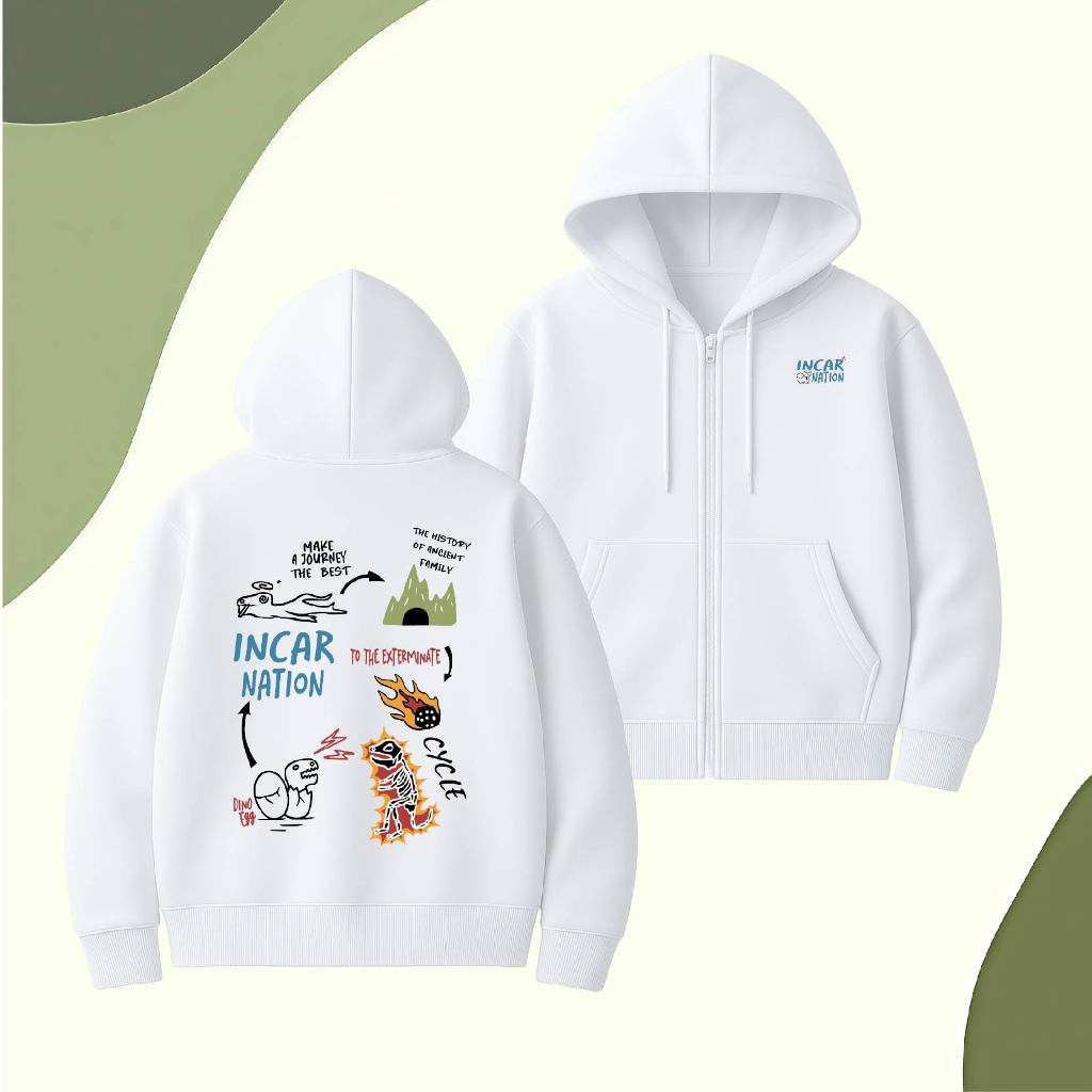 YUDZ เสื้อฮู้ด ZIPPER KIDS CYCLE DINO ไซส์ M-XXL (BOYS & GIRLS) อายุ 4 - 15 ปี