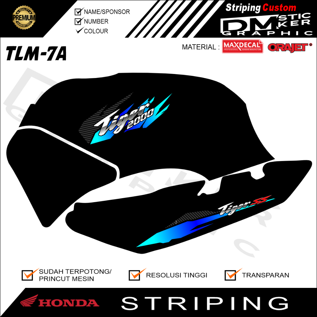 HONDA TIGER 2000 TILAM VARIATION STRIPING PREMIUM MATERIAL OLD TIGER MOTORCYCLE VARIATION CODE TLM-7