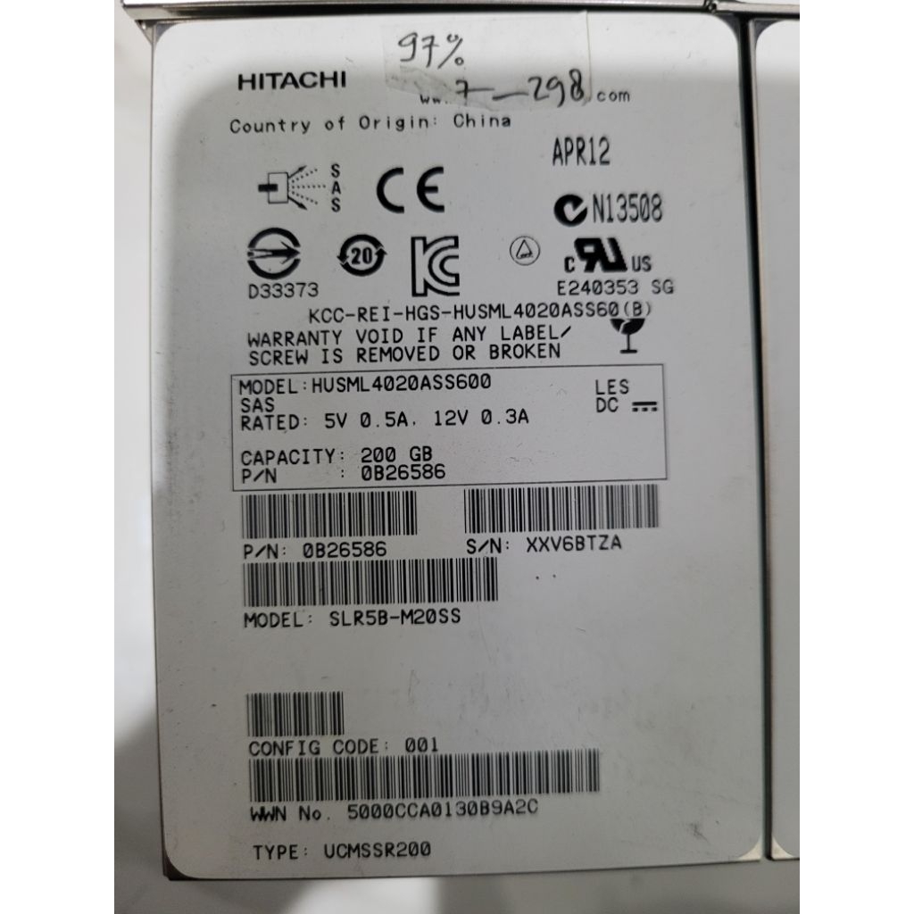 SSD SAS Server Hitachi 200GB SAS 2.5" – Enterprise HDD-Sentinel 97%