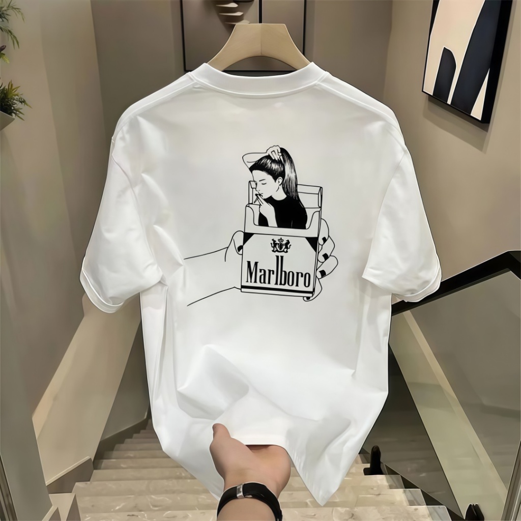 เสื้อยืดผู้ชายโอเวอร์ไซส์ Marlboro Print