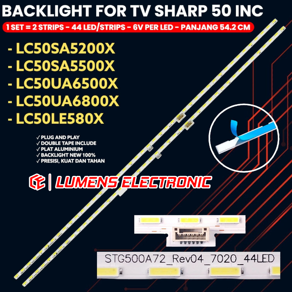 SHARP 50 INCH TV BACKLIGHT LC-50SA5200X 50SA5500X 50UA6500X 50UA6800X 50LE580X STG500A75_REV04_7020_