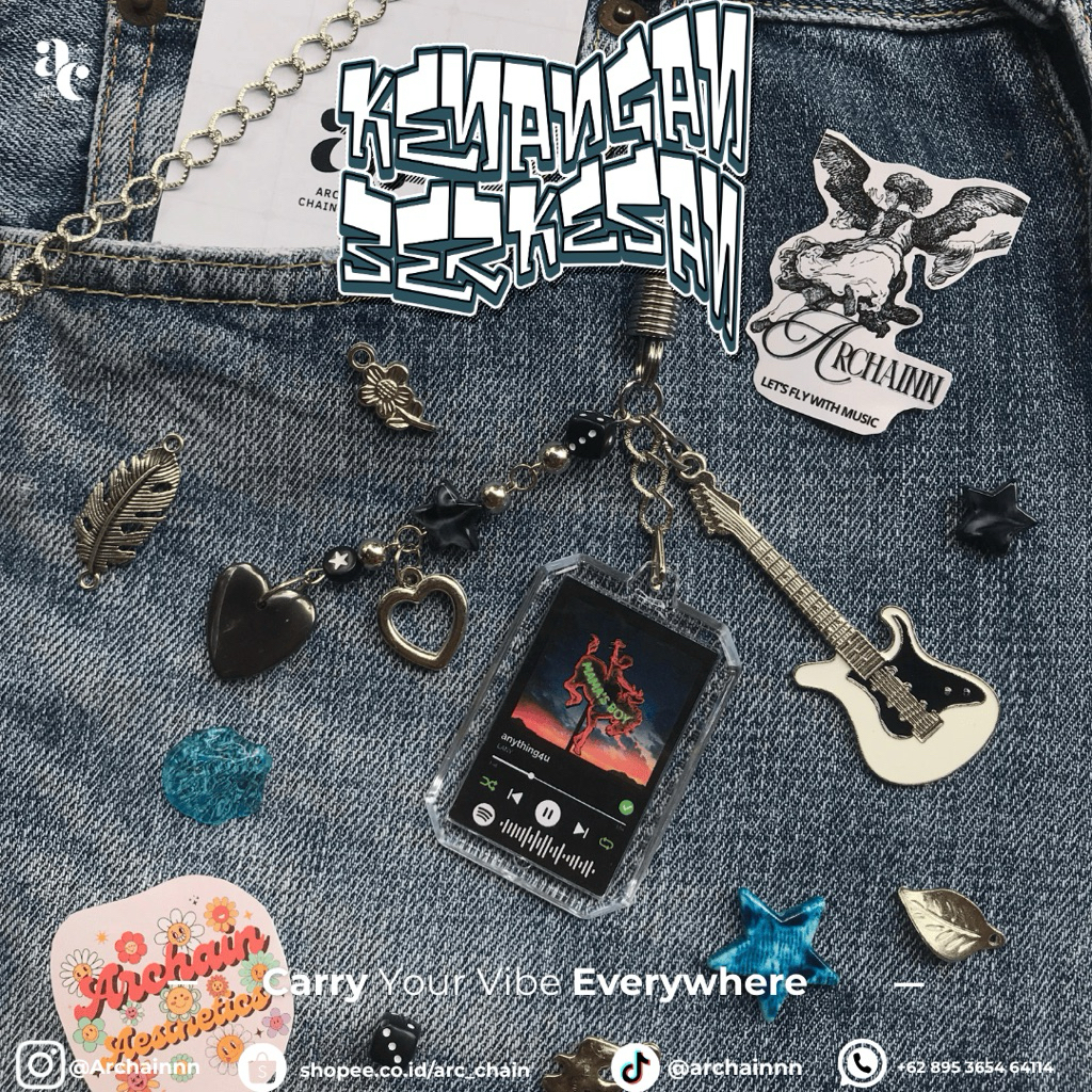 GANTUNGAN LANY Music Keychain (คุณ, ทุกอย่าง4u, Mean It, XXL) | พวงกุญแจสุนทรียศาสตร์ Viral Y2K
