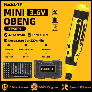 KEELAT 2026 Upgrade Cordless Obeng Listrik Mini Obeng Mesin Screwdriver Baterai 2IN1 Set COD KES001