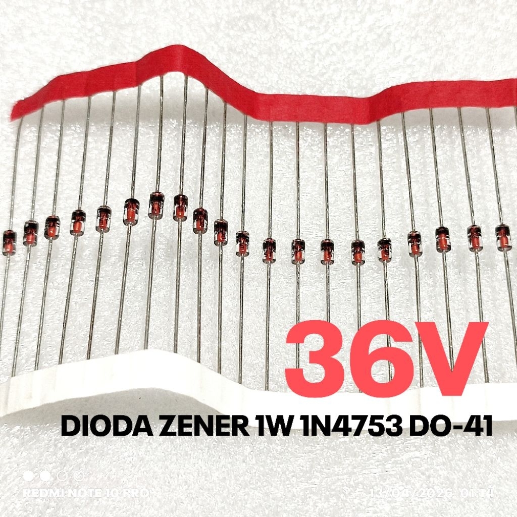 (10 ชิ้น) ZENER DIEDE 1W 1WATT 36V 36 V DIEDE 1N4753 1N 4753 IN4753 IN 4753 DO-41 ST