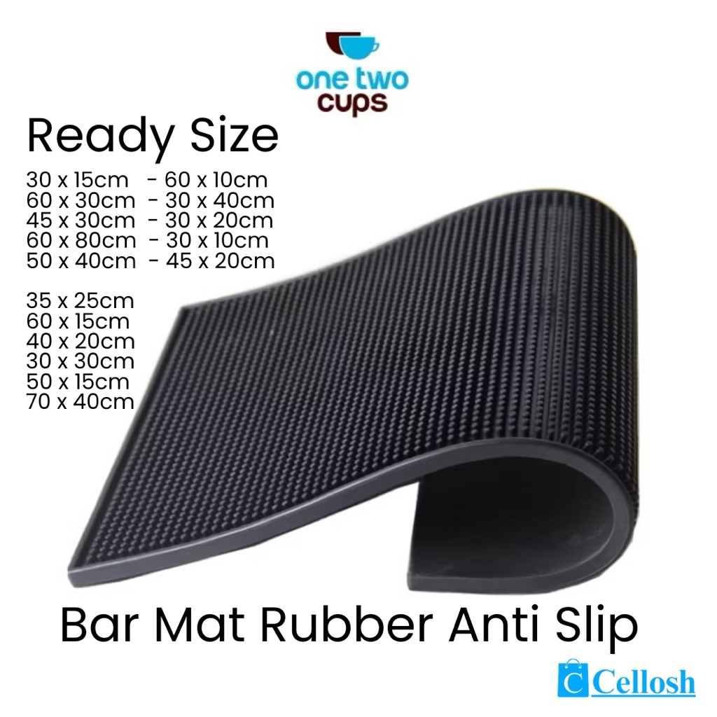 One Two Cups Bar Mat Rubber Anti-Slip Coaster Table Mat