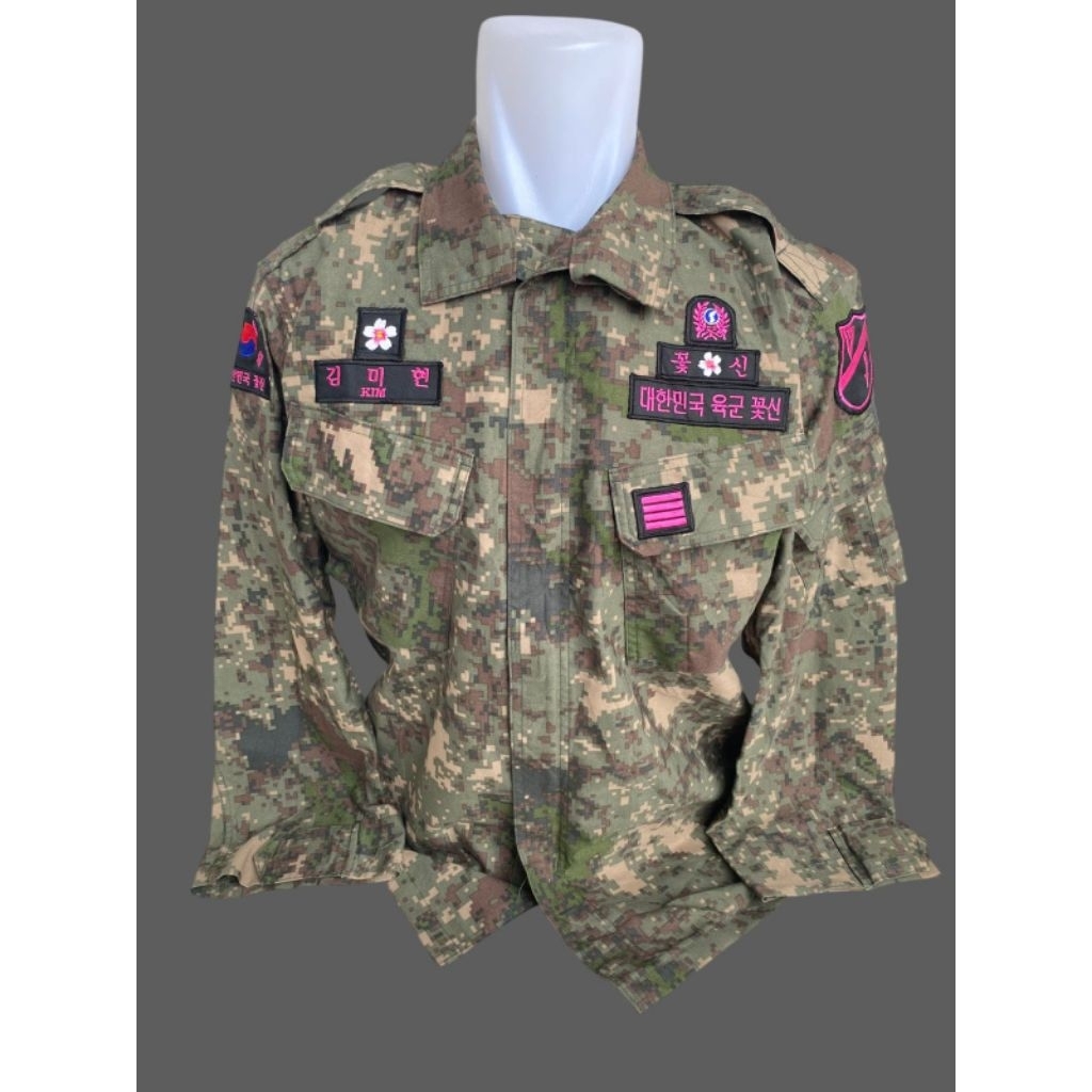 KEMEJA Digital Camo BDU เสื้อหินแกรนิต KOWAD กองทัพผู้หญิง ROKA ผู้หญิงเกาหลีกองทัพเต็มแพทช์เหมือนให