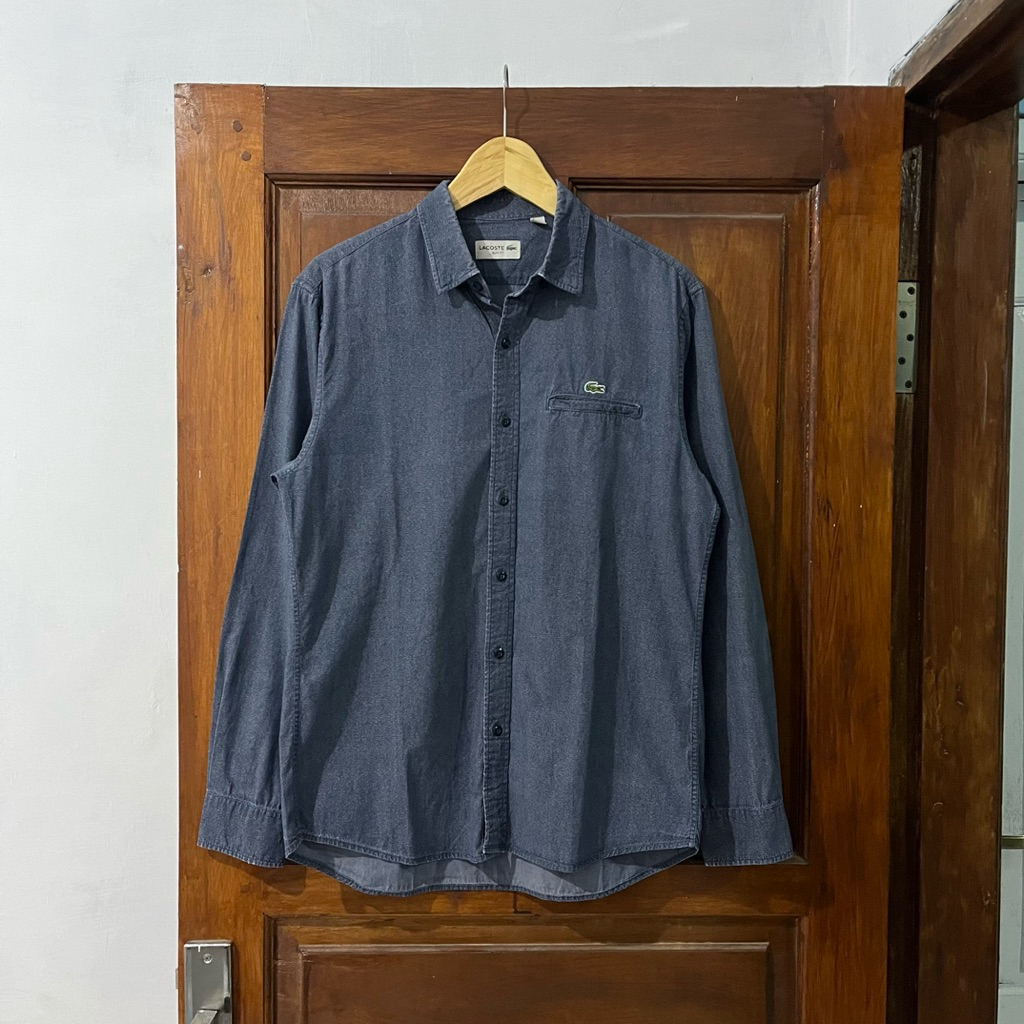 [M] CROCODILE เสื้อเชิ้ตแขนยาวผ้าฝ้าย (KM-184) I Blue