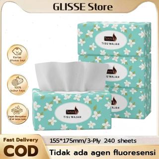 [Rp9999 4 Pack] GLISSE Tissue Wajah 240 Lembar Tisu Wajah Halus dan Lembut 3 Lapis
