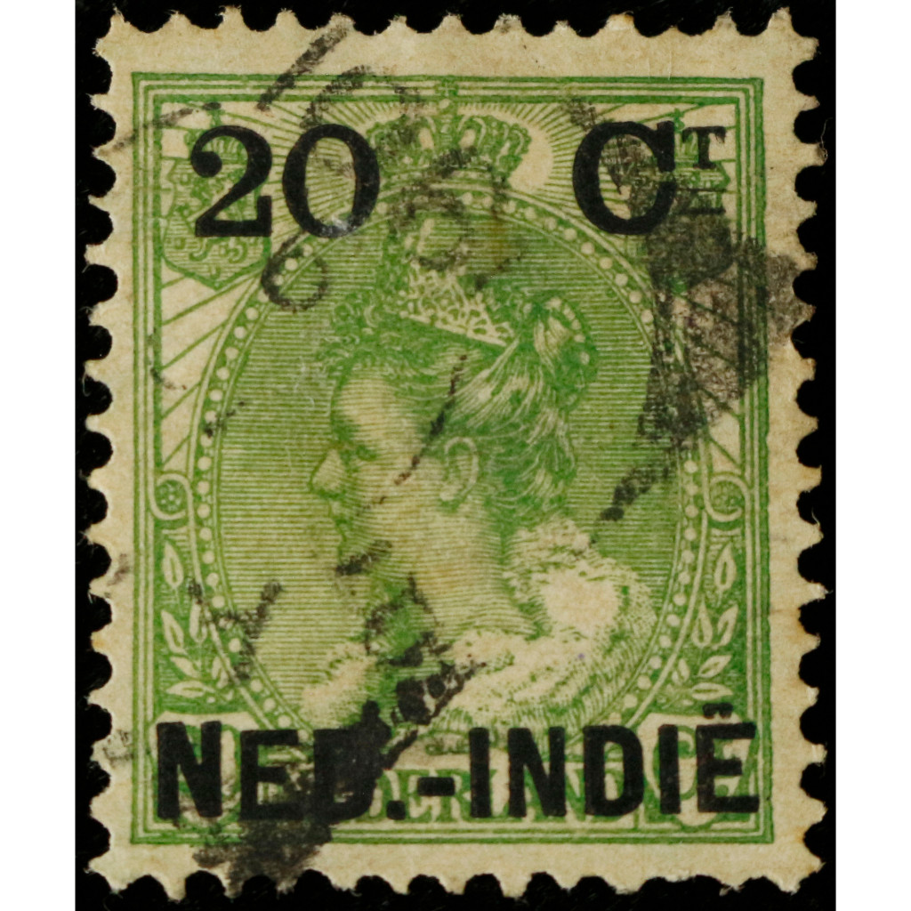 HIJAU Ratu Wilhelmina 1900 Dutch Hinda Stamp 20 Sen Green