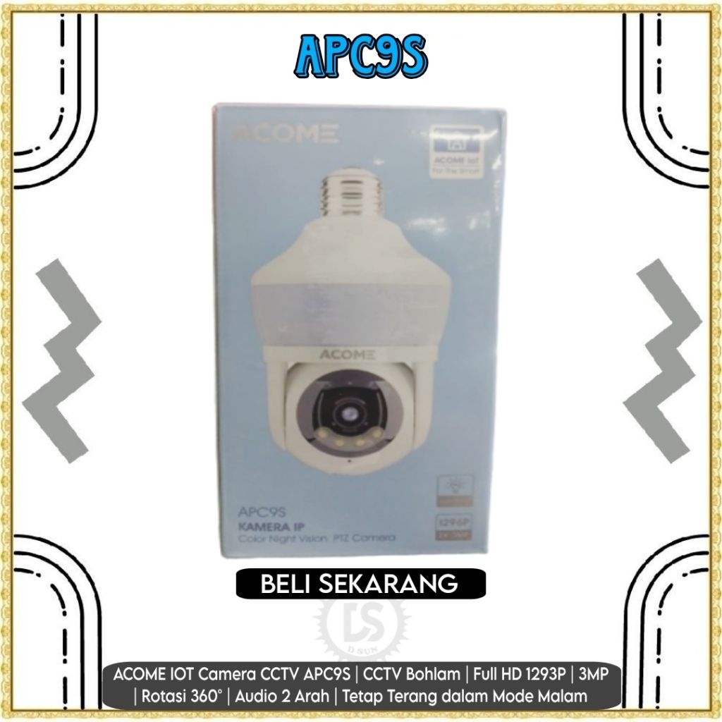 ACOME IOT กล้องวงจรปิด APC9S | หลอดไฟกล้องวงจรปิด | Full HD 1293P | 3MP | หมุน360° | เครื่องเสียง 2 