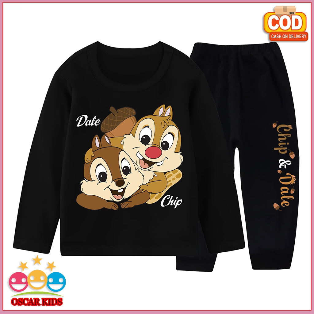 CHIP & DALE ชุดนอนเด็กผู้ชายวัสดุพรีเมี่ยมกางเกงขายาวแขนยาว 3 ปี-10 ปี