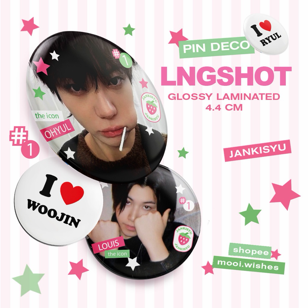 [JANKISYU] Lngshot Pin Deco Kpop Glossy The Icon กระเป๋าเป้สะพายหลัง Longshot น่ารัก