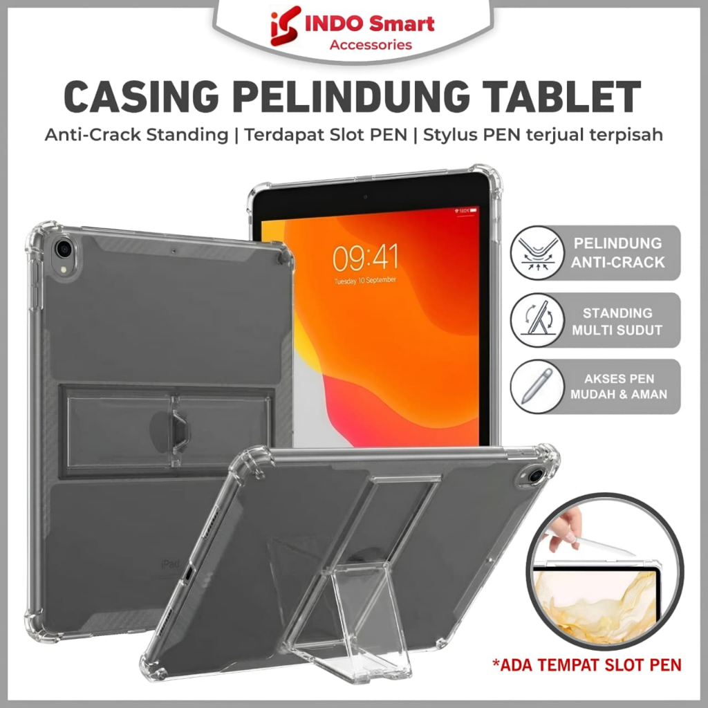 IPad 7th Gen - 10.2 นิ้ว 2019 SoftCase ขาตั้งซิลิโคนป้องกันการแตกพร้อมปากกาสล็อตปลอกยืน