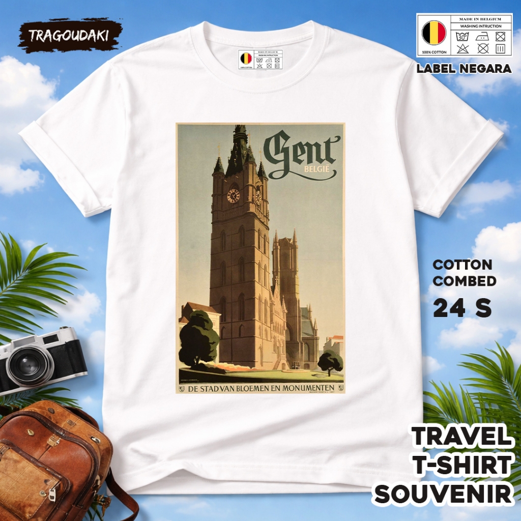 BELGIUM เสื้อยืดของที่ระลึก BELGIUM 2 Tag ของที่ระลึก เสื้อผ้าทําจากผ้าฝ้ายหวี 24s