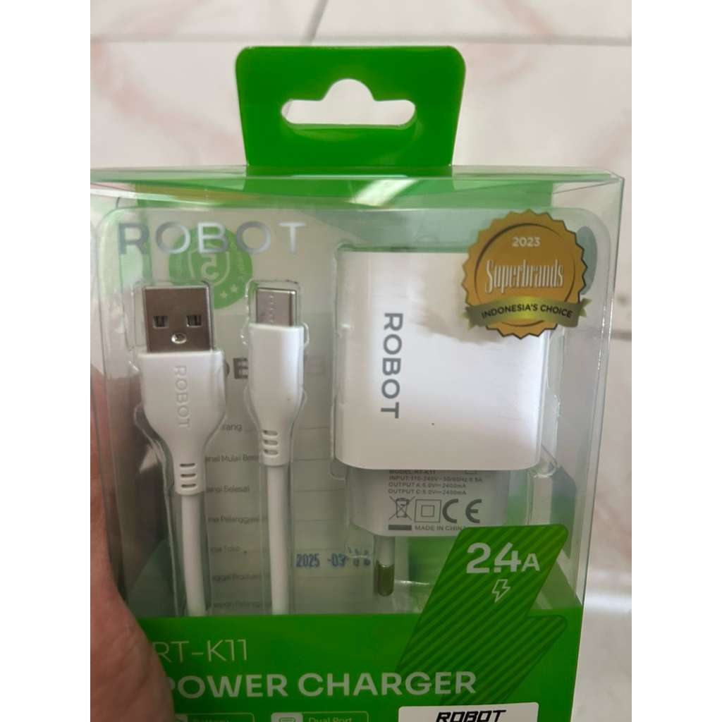 Robot RT-K11 USB Type-C 5V/2.4A Original Charger - Fast & Safe