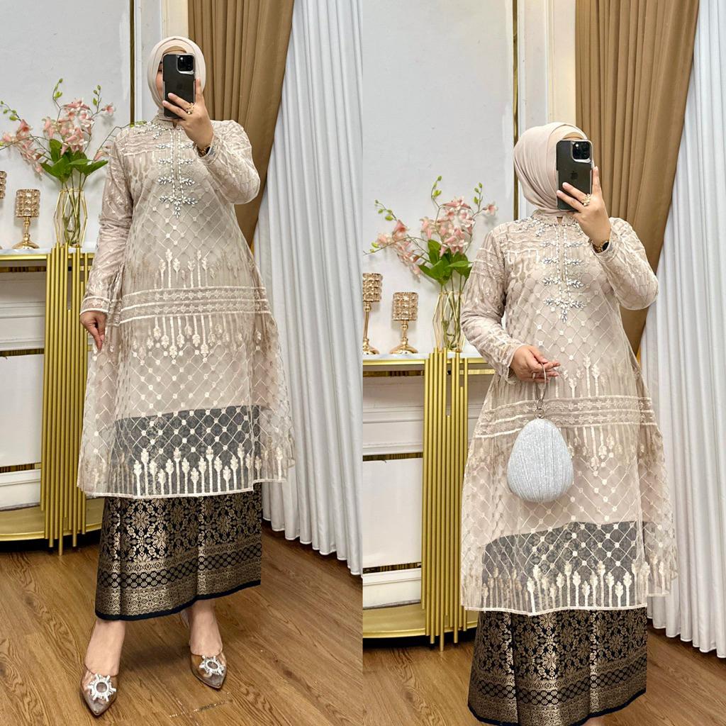 Luna Jumbo Nursing Tunic Kebaya Set M - 5L / College Kebaya / Modern Kebaya / Last Kebaya / Tile Keb