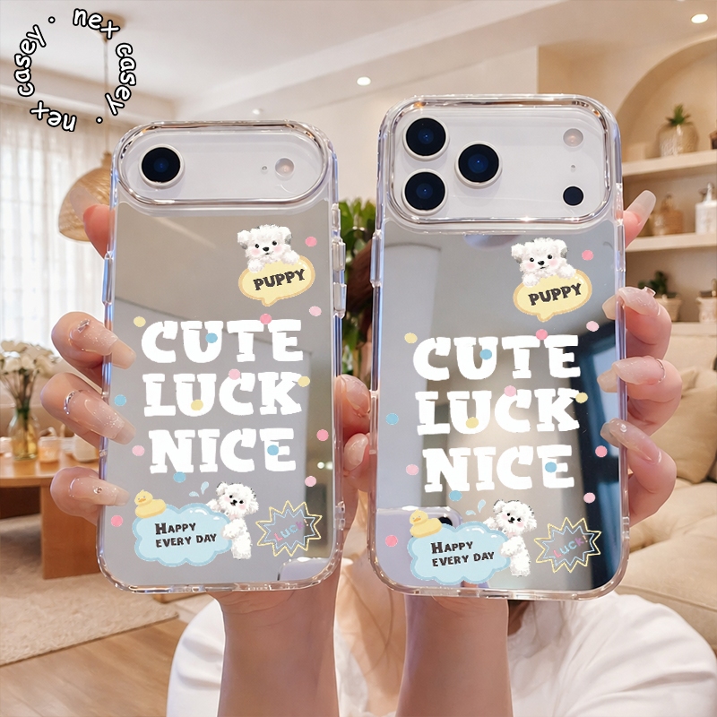 MIRROR HEBE CASE PUPPY น่ารัก LUCK NICE สําหรับ TECNO SPARK GO 1 POP 9 4G 5G น่ารัก PUPPY MOTIF LUCK
