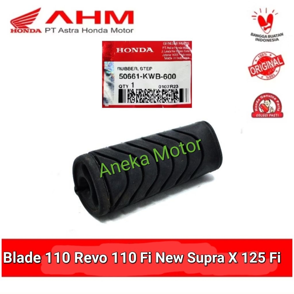 50661 KWB 600 AHM ยางขั้นบันไดเท้าหน้า Honda Blade110 Revo 110 Fi New Supra X 125 Fi Original Honda