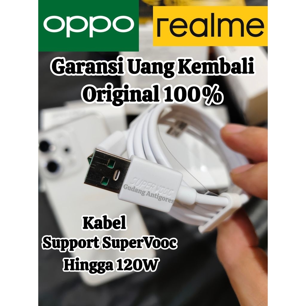 รับประกันคืนเงิน Original 100 OPPO REALME Type C SuperVooc Ultra Fast Charger Cable 80W 65W 90W