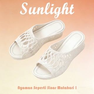 Sunlight Sandal Wedges Rajut 6cm Tinggi Bernapas Anti Licin Cocok Untuk Aktivitas Luar Ruangan 571m