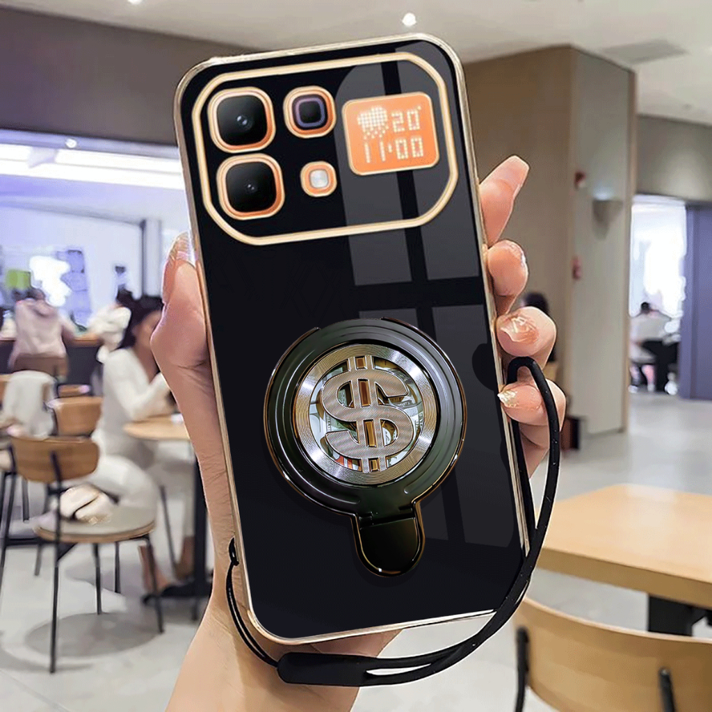 เคส Infinix Note 60 Pro เคสล่าสุด Softcase Stand Holder Ring Dollar Luxury Plating