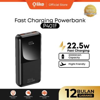 Olike Powerbank P401F 20000 mAh Output Up To 22.5W + LED Display Safety Flight 3 Input Type C Output Support USB-C & USB-A - Garansi resmi 1 tahun