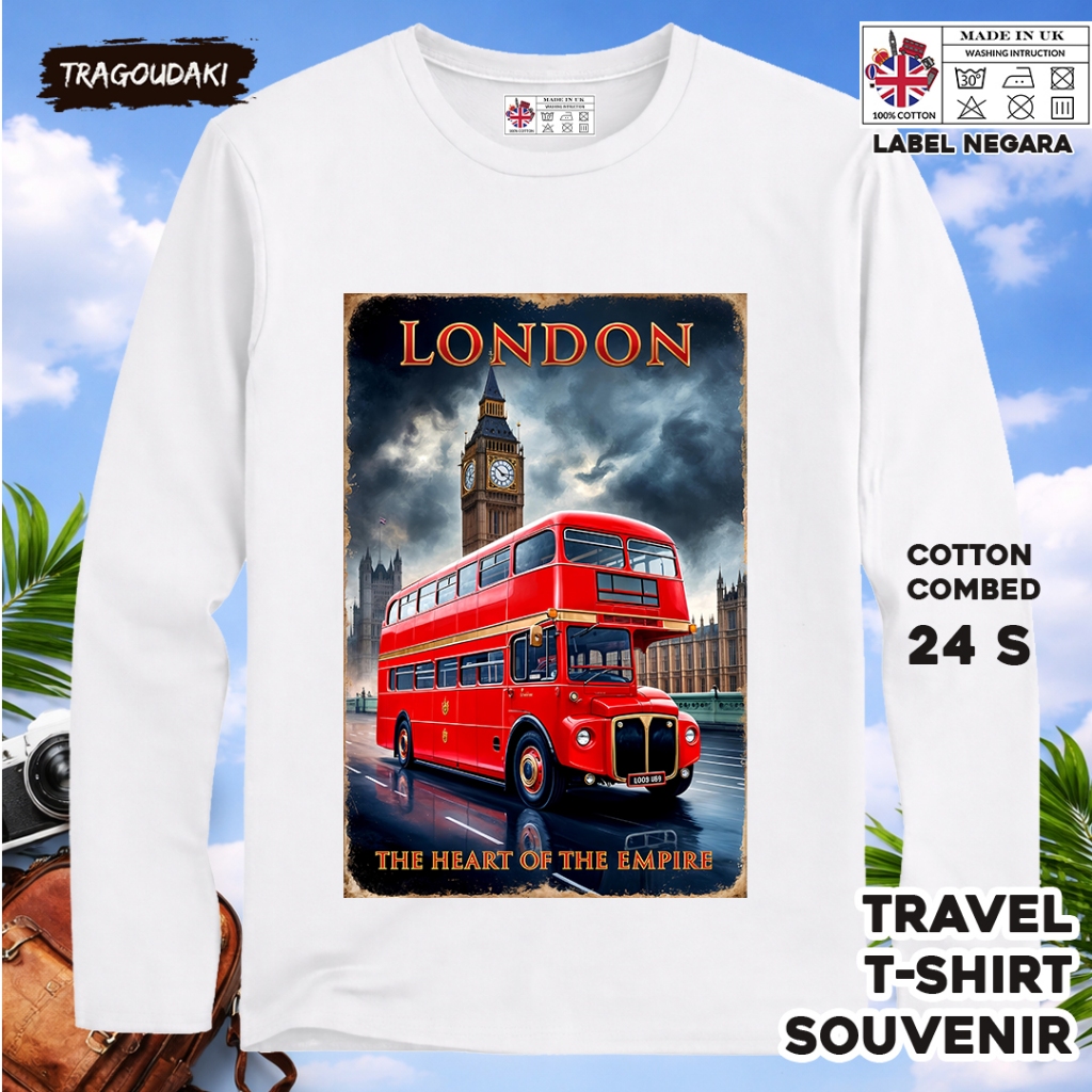 ENGLAND 79 LONG-SLEEVED SOUVENIR เสื้อยืด ENGLAND COUNTRY TAG COTTON 24S ของขวัญพรีเมี่ยม SOUVENIR