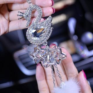 [ Premium Design }Gantungan Spion Mobil Mewah Model Angsa Kristal - Hiasan Interior Mobil Wanita Elegant