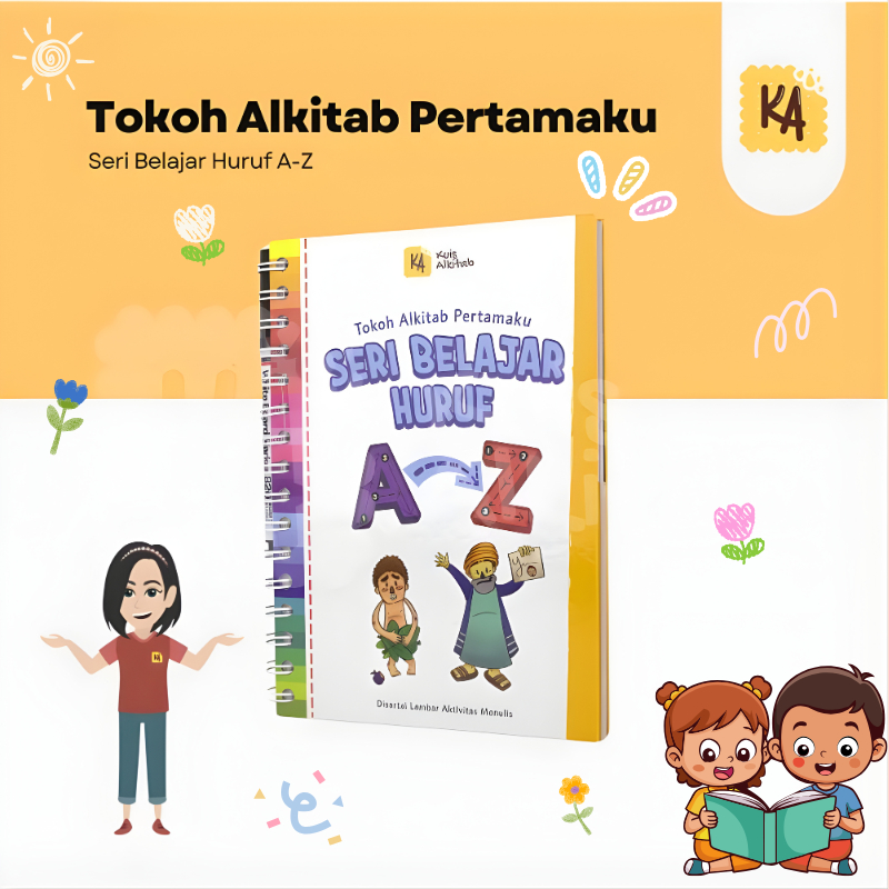 My First Bible Figures หนังสือกิจกรรมคริสเตียนการเรียนรู้ตัวอักษร AZ ปกแข็ง A5 Bonus Creative เกมเด็