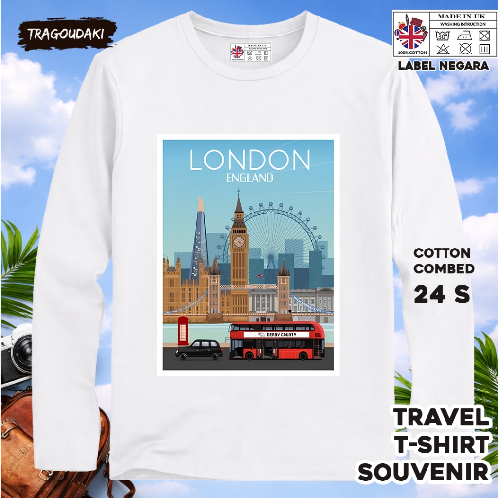 ENGLAND 107 LONG-SLEEVED SOUVENIR เสื้อยืด ENGLAND COUNTRY TAG COTTON 24S ของขวัญพรีเมี่ยม SOUVENIR