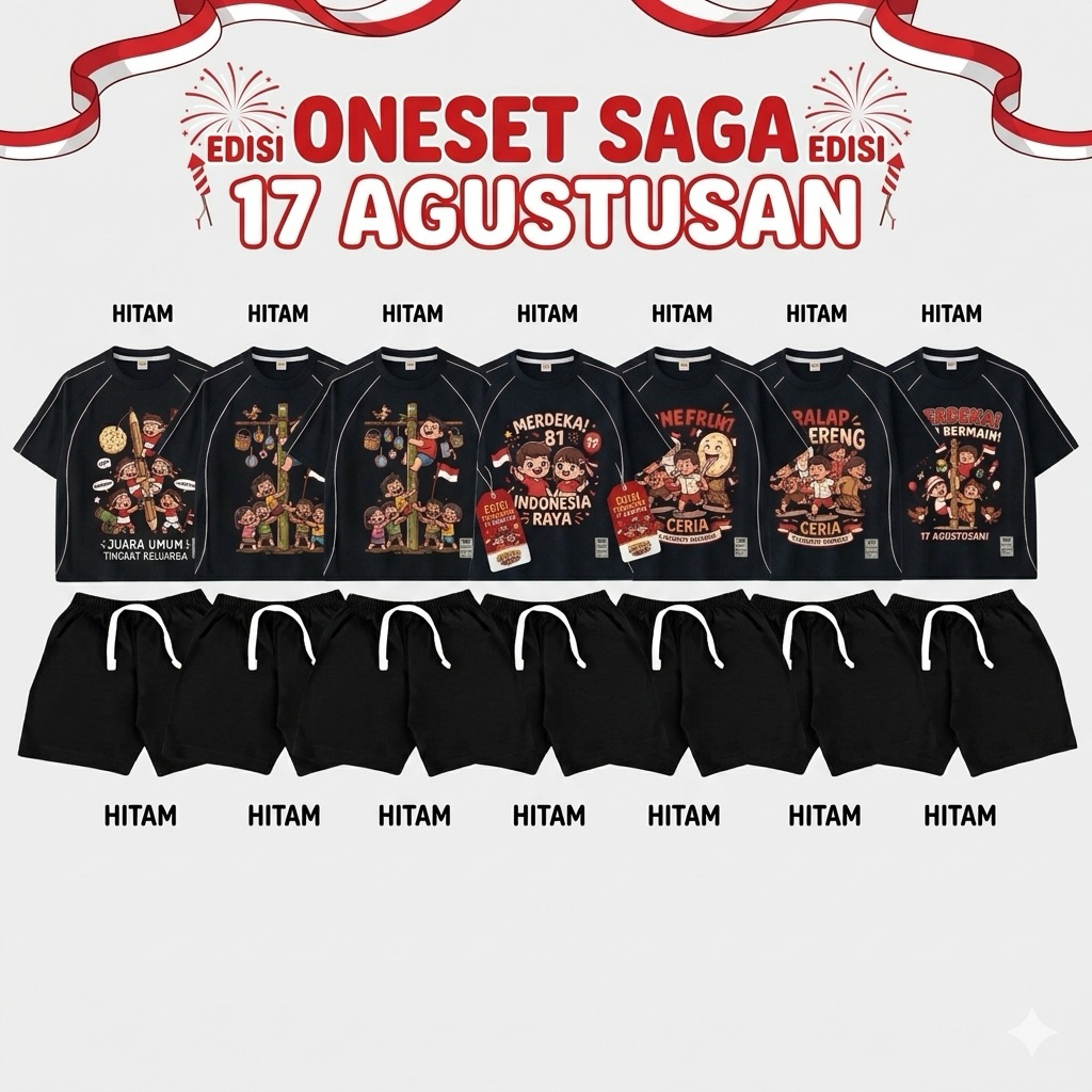 บียาซิด|SAGA SHORT CHILDRENS ONESET 1-8 ปีสีดํา AUGUST 17TH EDITION