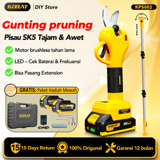 KEELAT—KPS002 Gunting Dahan Listrik 40mm BRUSHLESS Cordless  [2 Baterai] Gunting Taman Elektrik Pruning Shear Pemangkas Ranting
