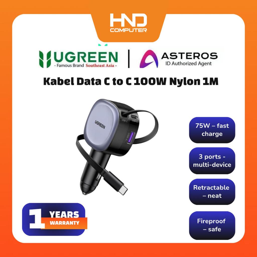 UGREEN Car Charger สายเคเบิลในตัว Type C Retractable Fast Charging 75w 553 - 5553 75W