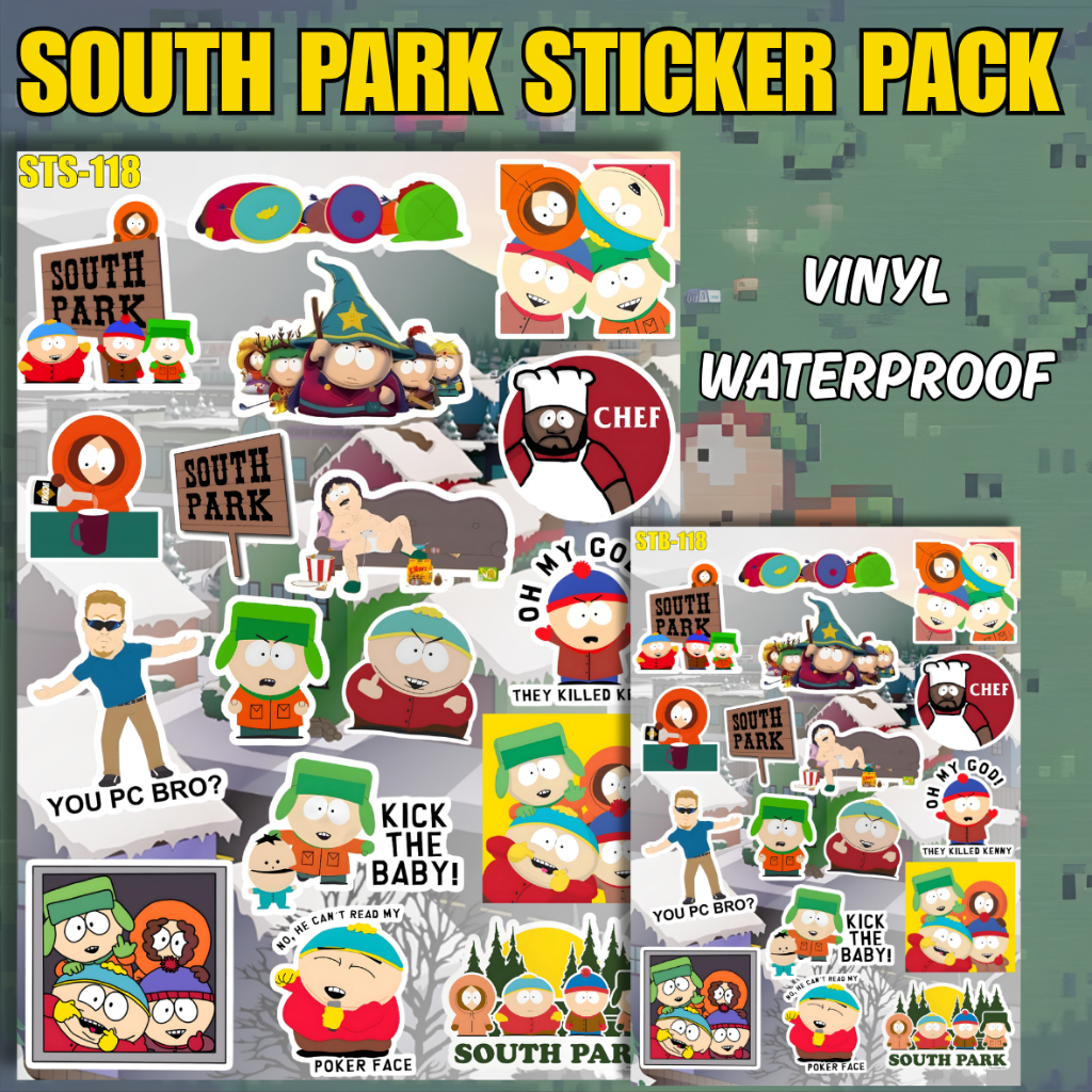South Park สติกเกอร์ไวนิล Glossy Pack พรีเมี่ยมกันน้ํา Anti-fade กันน้ําการ์ตูน Aesthetic แล็ปท็อป Tumbler กระเป๋าเดินทาง