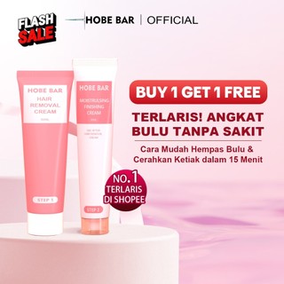 HOBE BAR Hair Removal Cream & Finishing Gel – Hobebar Penghilang Bulu Tanpa Sakit, Kulit Halus & Lembap - Hair Removal Cream Pembersih Bulu Hanya 5-8 Menit - Krim Perontok Bulu Waxing Pencukur Penghilang Bulu Instan
