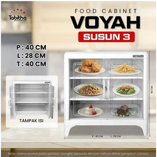 OBRAL Lemari Makanan Plastik 3 Susun Tabitha Food Cabinet - Kapasitas Besar, Anti Serangga, Desain Transparan