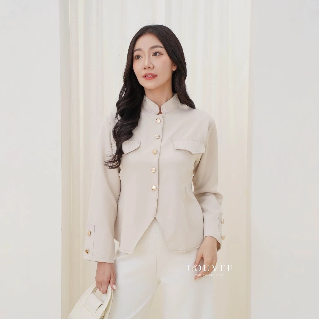 Auna - Milan Button Top เสื้อเชิ้ตแขนยาวผู้หญิงหรูหรา