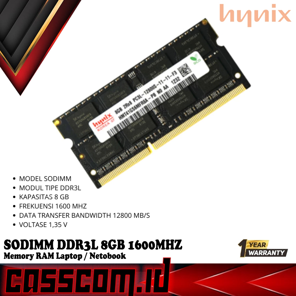 Sodimm Hynix DDR3 8GB PC12800 (แรงดันไฟฟ้าต่ํา) 1600Mhz DDR3L